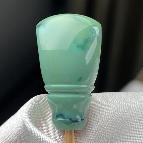绿松石三通对孔12.7mm湖北天然原矿瓷釉级油绿水草纹佛头108配饰