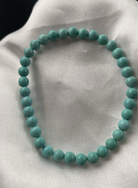 湖北原矿高瓷果冻料绿松石圆珠手串散珠配珠4.7mm左右4.95g