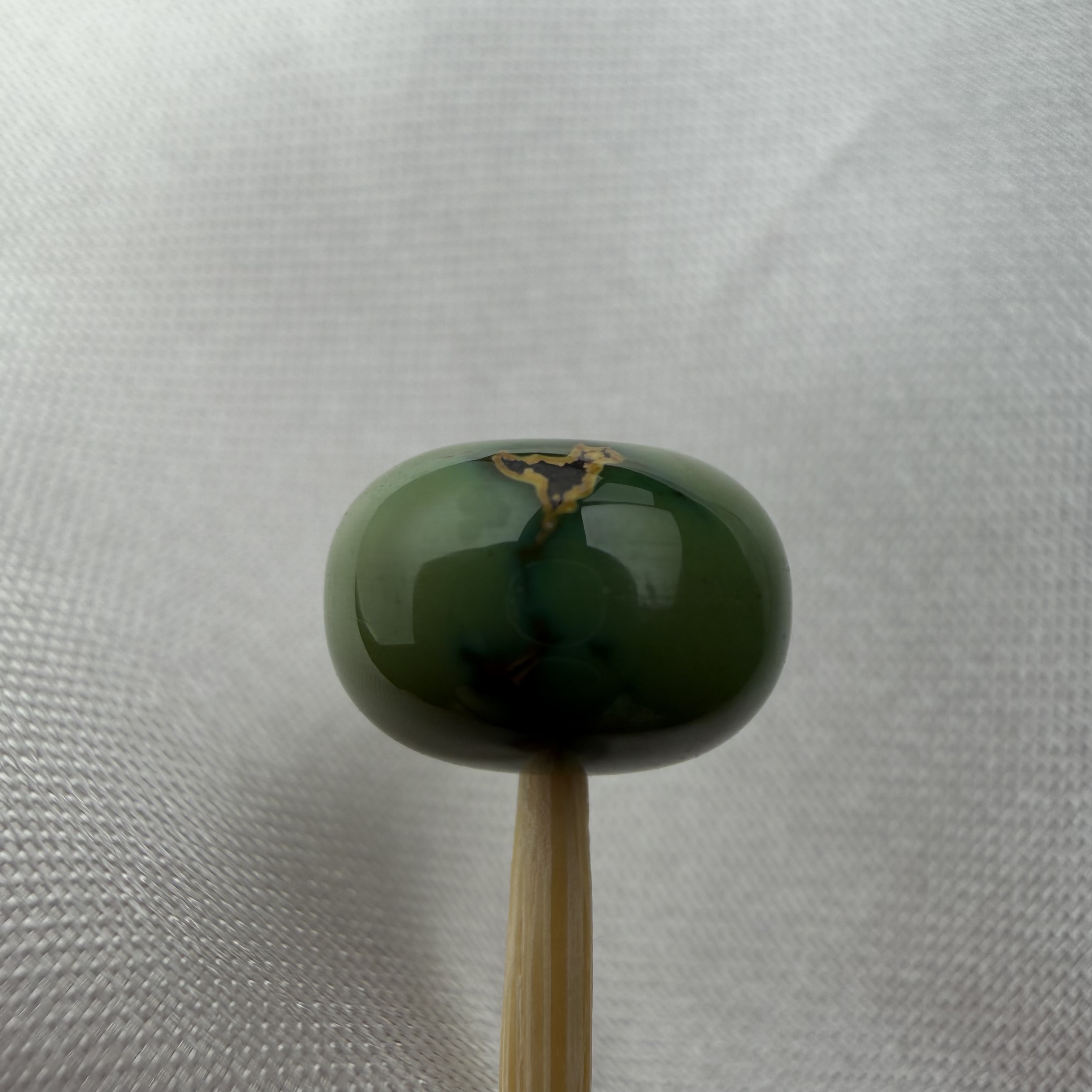 绿松石老油绿老型8.8mm高6.1mm原矿瓷釉级特色水草纹墩子配饰顶珠