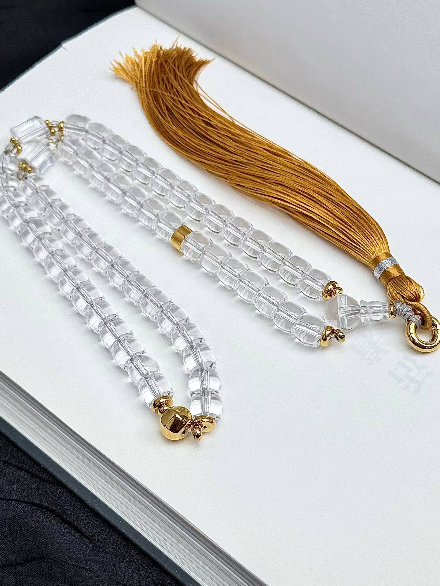 天然白水晶手持念珠老型直切手链女款手串送女友闺蜜礼物