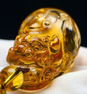 收藏级天然巴西黄水晶貔貅吊坠金红料男士女项链皮休天然水晶挂坠