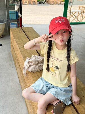 儿童夏季莱赛尔氨纶冰感甜辣风修身短款T恤女童卡通印花短袖上衣 — 6