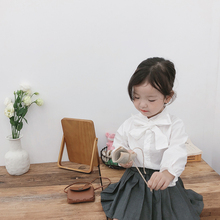 洋气儿童白衬衣宝宝纯棉上衣韩版 小孩童装 蝴蝶结衬衫 女童秋装 长袖