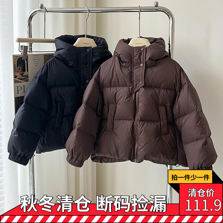 女童羽绒服冬装新款洋气加厚女孩短款外套90白鸭绒保暖儿童面包服