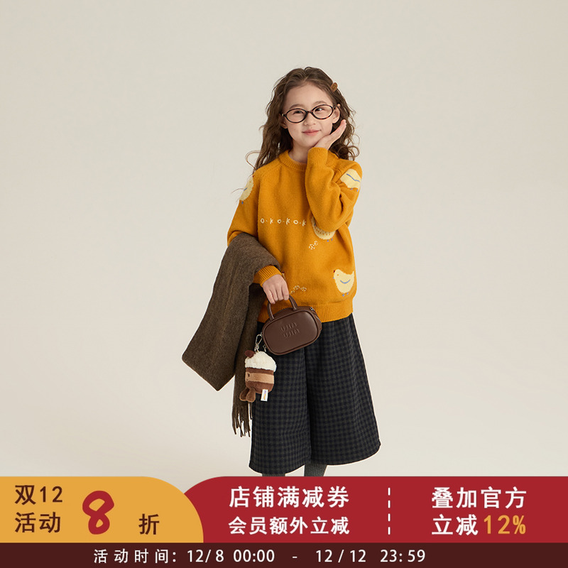 依依妈男女童韩版加厚卡通小鸡针织衫儿童毛衣冬装内搭保暖上衣潮