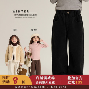 女童裤 儿童纯色休闲裤 子宝宝韩版 加厚加绒长裤 冬装 保暖直筒裤 新款