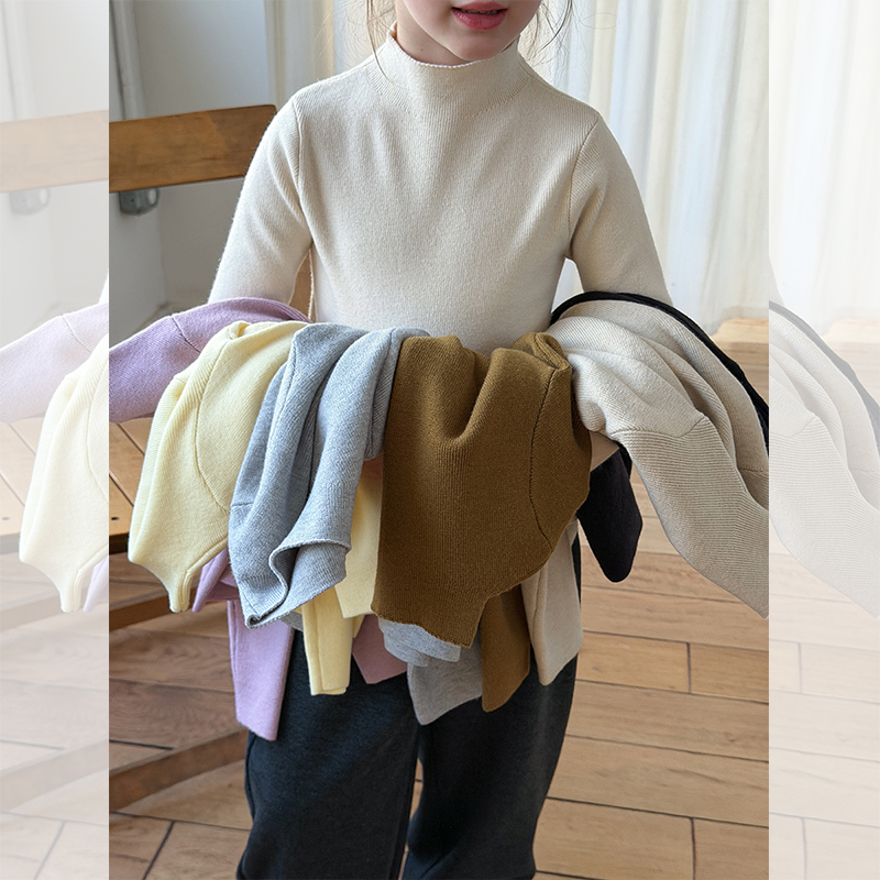 依依妈女童冬装高领针织打底衫秋冬韩版儿童宝宝中领加厚保暖毛衣