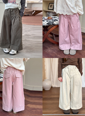 中大儿童韩版拼接直筒裤2025春秋新款休闲裤时髦童裤女童洋气裤子