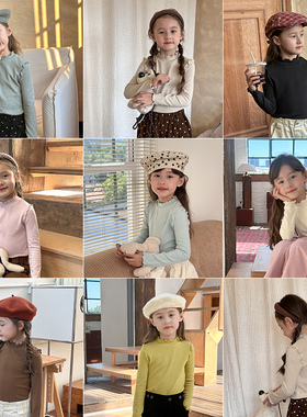 女童百搭甜美木耳花边打底衫2025春秋装儿童内搭上衣宝宝长袖T恤