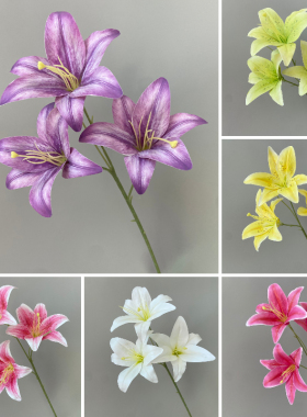 仿真3头百合花婚礼花艺婚庆布置假花装饰花路花拱门花迎宾花艺