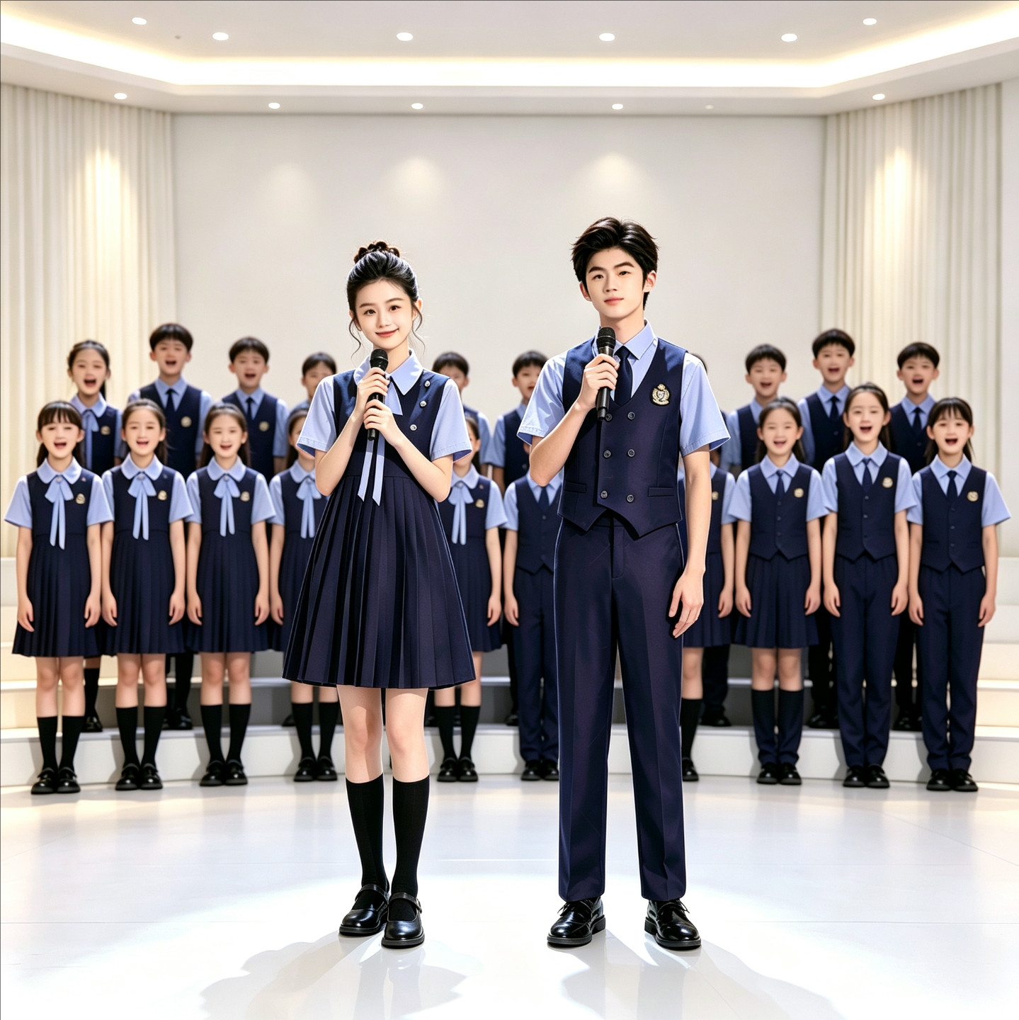 儿童合唱团演出服学院风朗诵演讲