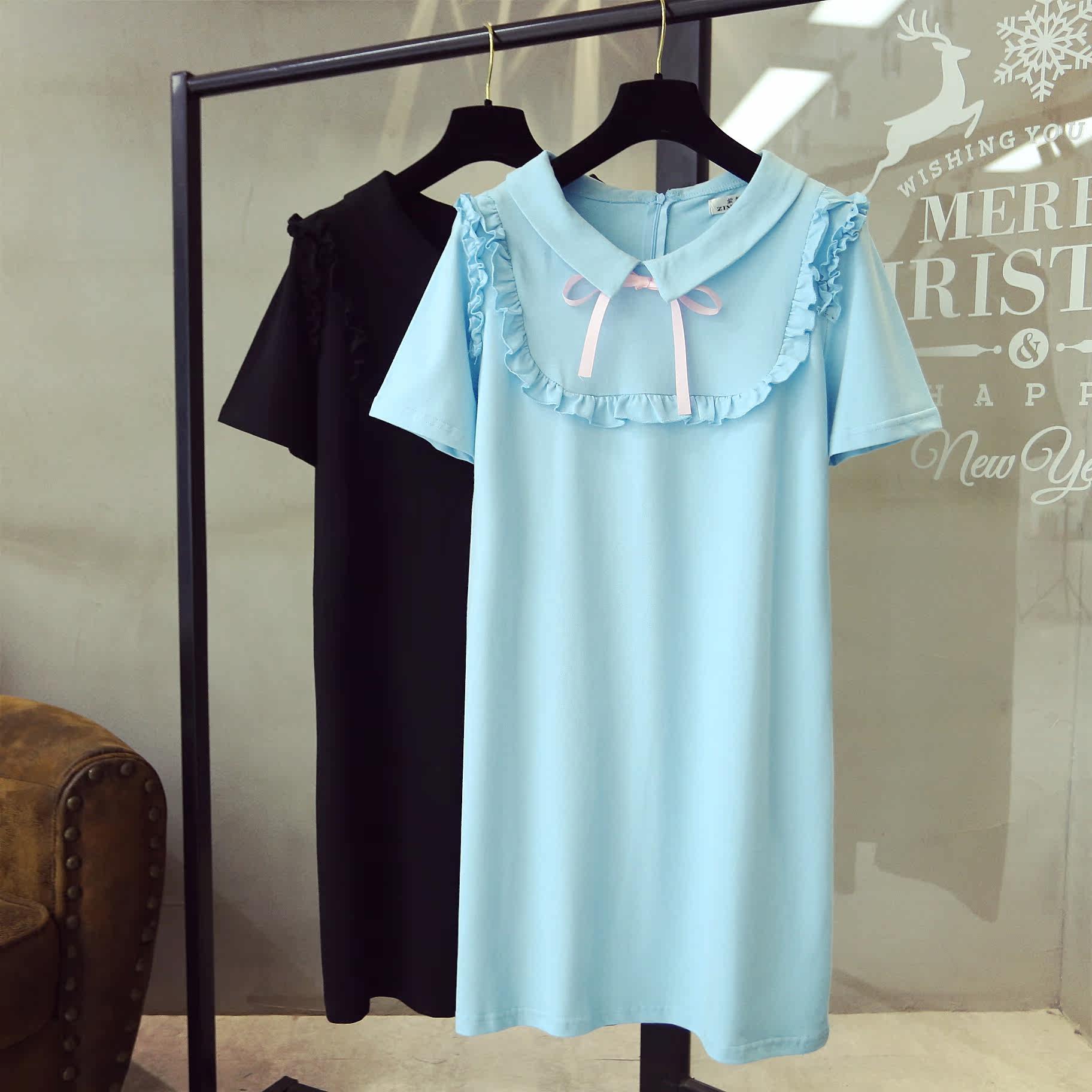 fat mm Summer Dress 2018 new pattern leisure time Big size dress Mid length version Easy Show thin Short sleeved Straight skirtin the Women's clothing/Boutique , Large size women  category - from Buy2taobao.com to provide professional Taobao agent buy service