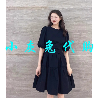 小灰兔代购2025夏新款圆领收腰短袖连衣裙5500519-1S16311-001