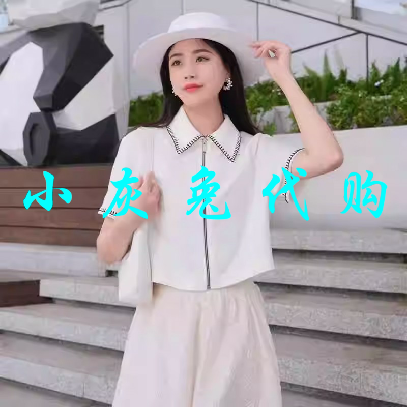 小灰兔代购2025夏新款Polo领拉链休闲短袖T恤1300992-4219271-001