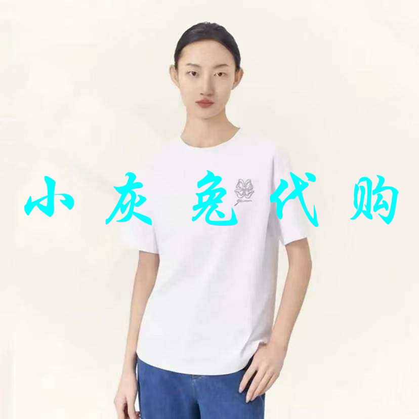 小灰兔代购2026夏新款圆领白色休闲短袖宽松T恤130091-21193AF