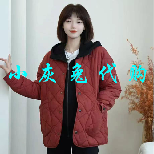 小灰兔正品2025新款新雪丽圆领菱格保暖棉服5400730-1034027-001