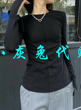 小灰兔正品代购2023春新款喇叭袖圆领T恤女5300955-1104111-