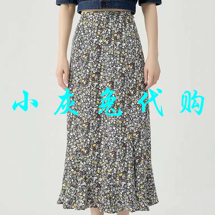 小灰兔正品2025夏新款高腰碎花半身裙5200385-2A75021-001