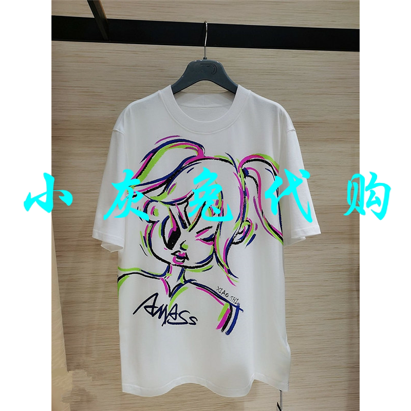 小灰兔正品2026夏新款少女印花宽松短袖T恤5300709-42040BS-001