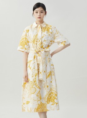 小灰兔正品代购2023夏款系带印花短袖连衣裙5500390-2A27056-