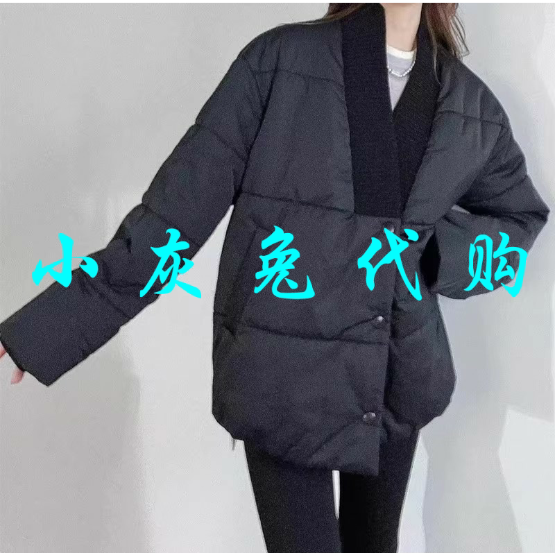 小灰兔正品2024冬宽松V领新雪丽保暖棉服外套1400804