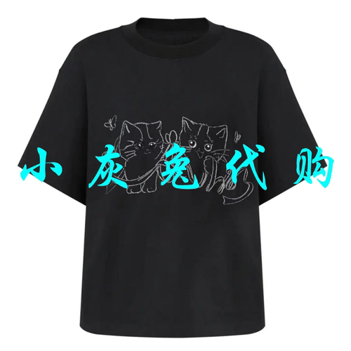 小灰兔代购2025夏新款喵咪印花圆领短袖T恤530088-42236AU