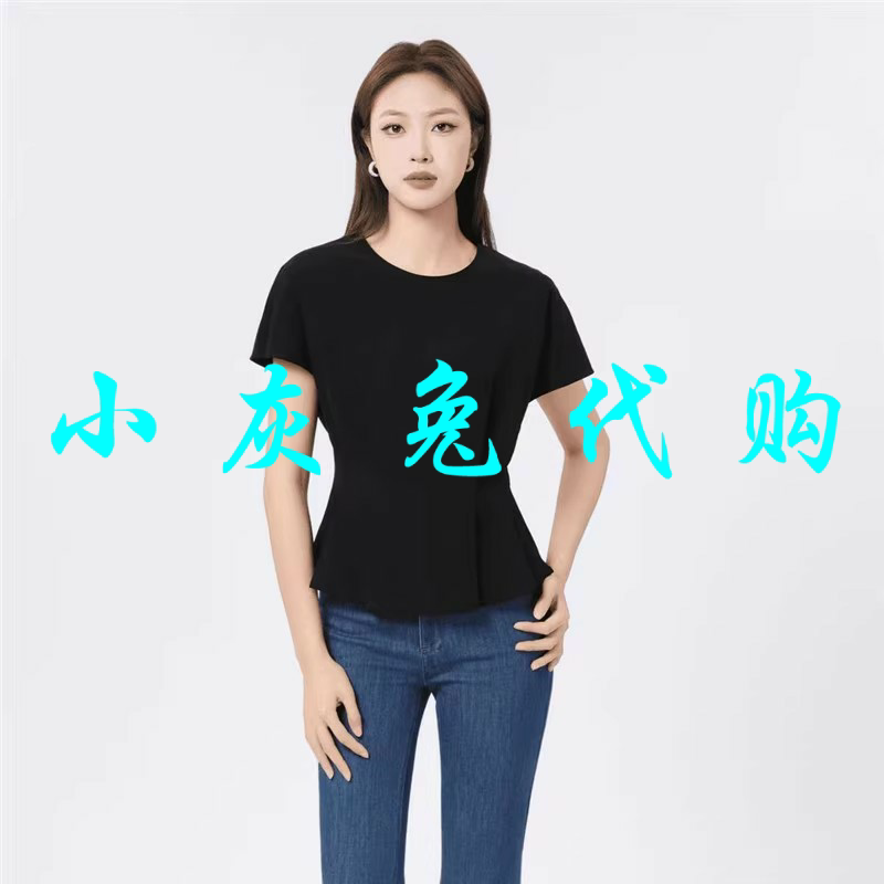 小灰兔2025夏新款圆领短袖百搭显瘦收腰T恤衫530003
