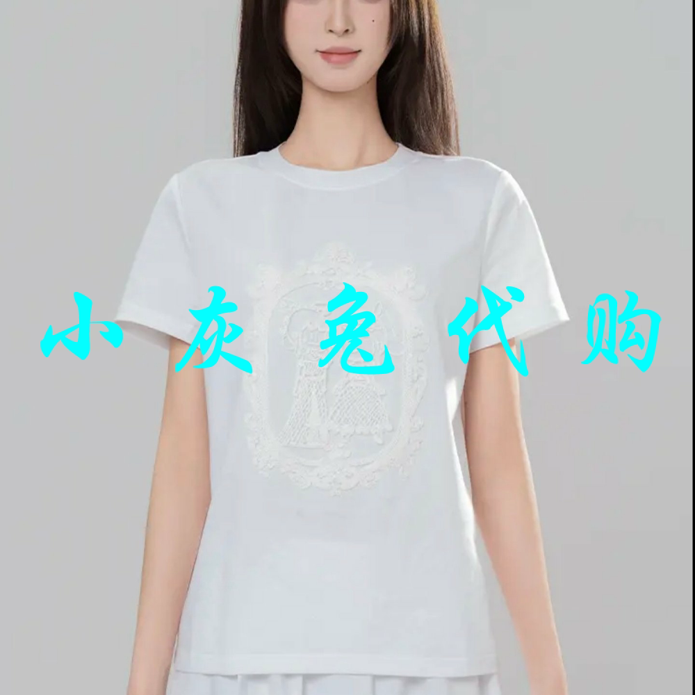 小灰兔代购2026夏新款白色卡通图案短袖休闲T恤530082-42040FA