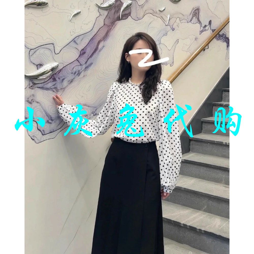 小灰兔代购波点泡泡袖长袖衬衫5301128-1S20761-