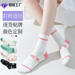 女花边中筒袜可爱猫头鹰潮袜网红夏季 春秋款 透气in长筒棉袜