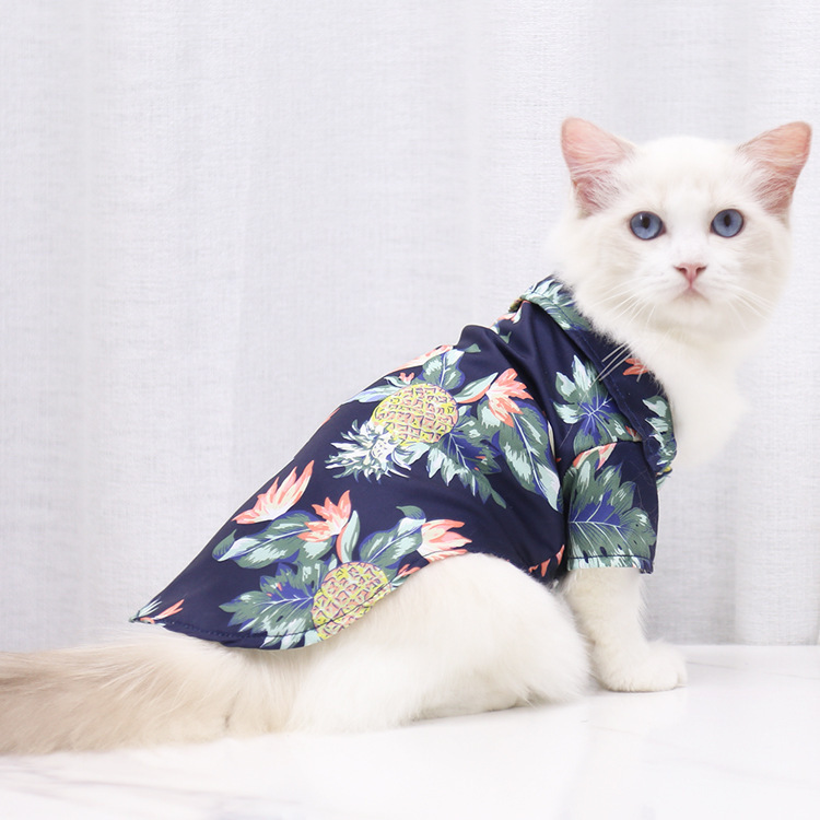 宠物衣服春夏季夏威夷印花衬衫 中小型泰迪柴犬宠物服饰 现货
