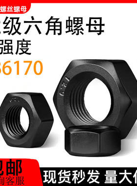 12.9级六角螺母高强度螺丝帽黑色螺栓帽M6M10M12-M16M18M20M36M56