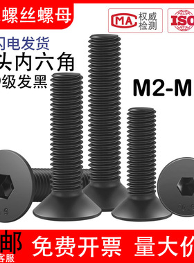 10.9级沉头内六角螺丝平头螺丝钉平杯螺丝M2M3M4M5M6M8M10M12-M20
