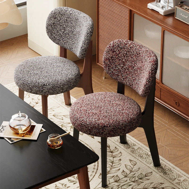 实木餐椅现代简约家用餐厅设计师款布艺靠背实木椅子北欧极简休闲