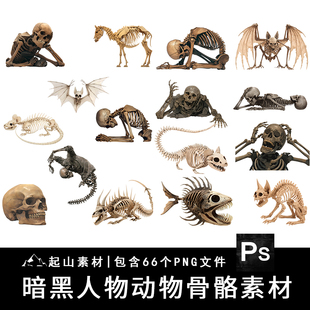 暗黑人物动物图片异形生物外星骸骨躯干骷髅标本装饰PNG免抠素材
