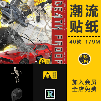 潮流复古音乐专辑CD盒封面设计纹理镭射贴纸骷髅背景图片设计素材