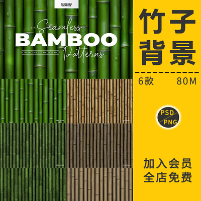 中国风竹子树木绿色竹林排列植物背景纹理图案PNG免抠图片PSD素材