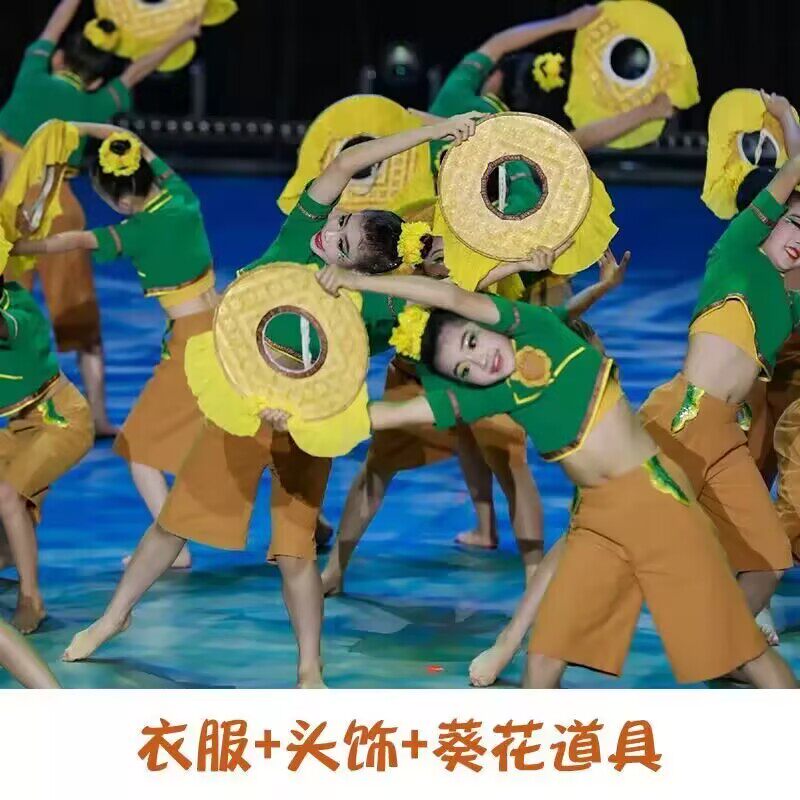 儿童演出服小荷花风采朵朵太阳表演幼儿园服装向日葵花朵舞蹈道具
