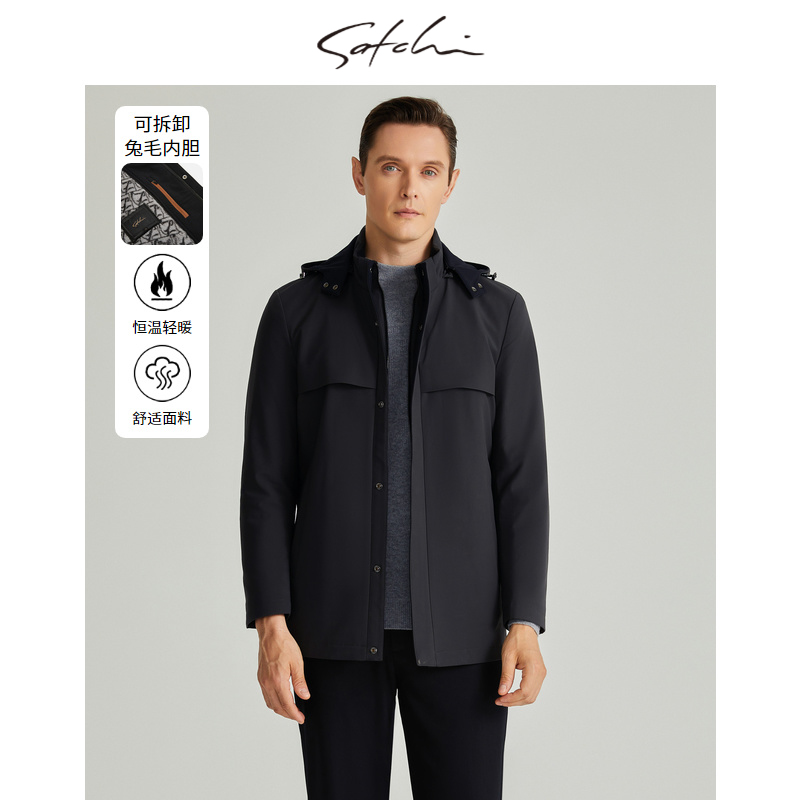 沙驰兔毛内胆皮草外套