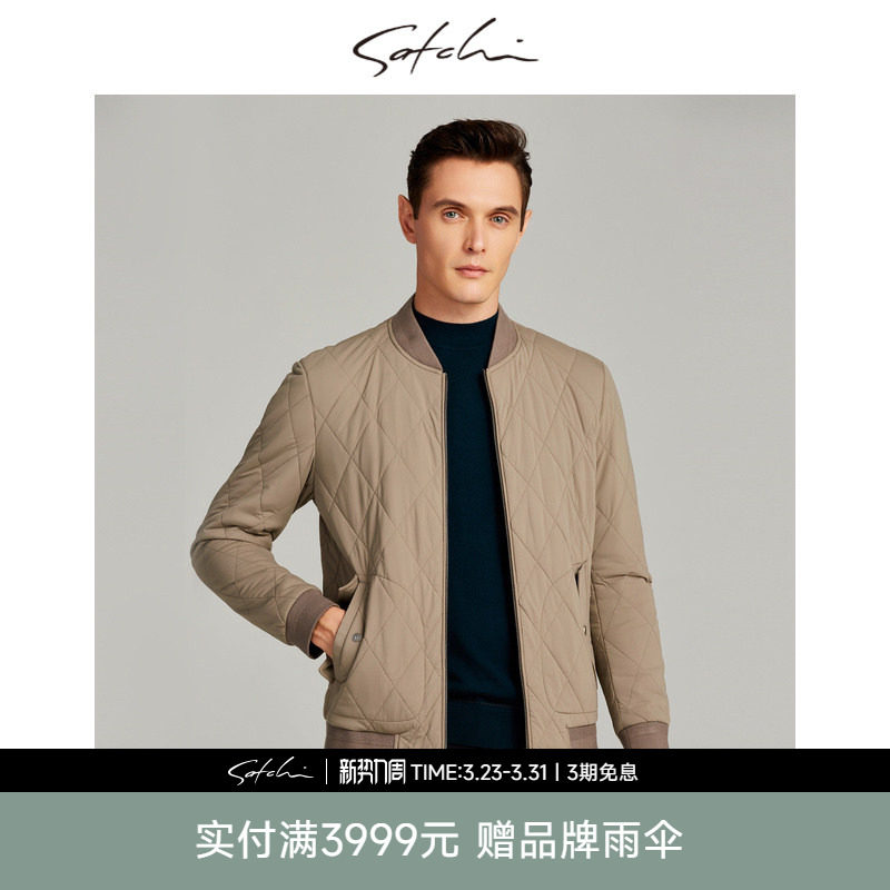 SATCHI沙驰男装男士棉服冬季新款商务帅气加厚中青年棒球服外套男