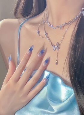 XY一眼就沦陷纯欲蝴蝶项链微镶锆石水滴颈链轻奢小众设计感锁骨链