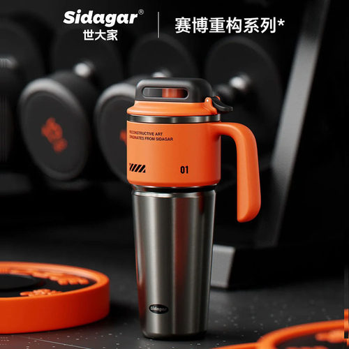 世大家赛博保温杯容量吸管水杯