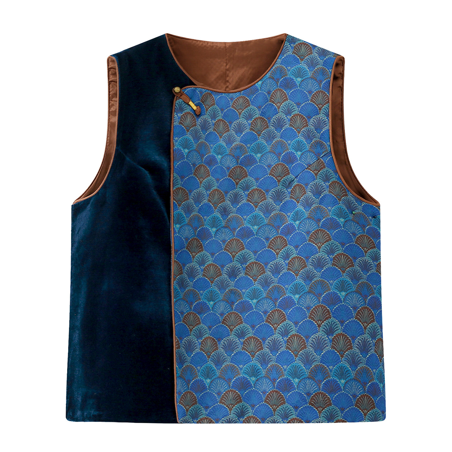 艾格新中式丝绒拼接马甲女