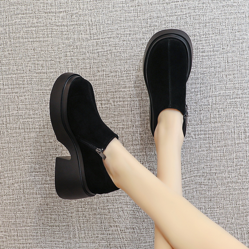 松糕厚底单鞋女2023秋款坡跟女鞋