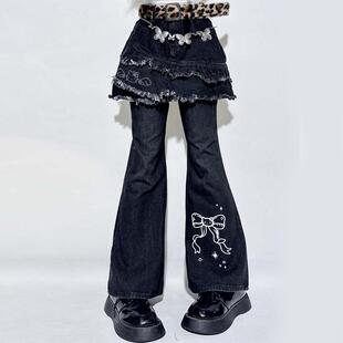 饭粒家原创设计感万能公式黑色设计感宽松阔腿裤女秋冬显瘦休闲裤