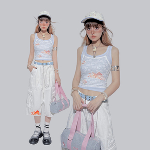 饭粒家 上衣外穿辣妹背心吊带女蕾丝两件套 原创设计美式 小众无袖