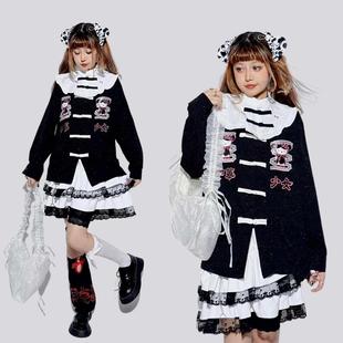 饭粒家 原创设计中华风上衣天使界限原创猫咪长袖日系卫衣