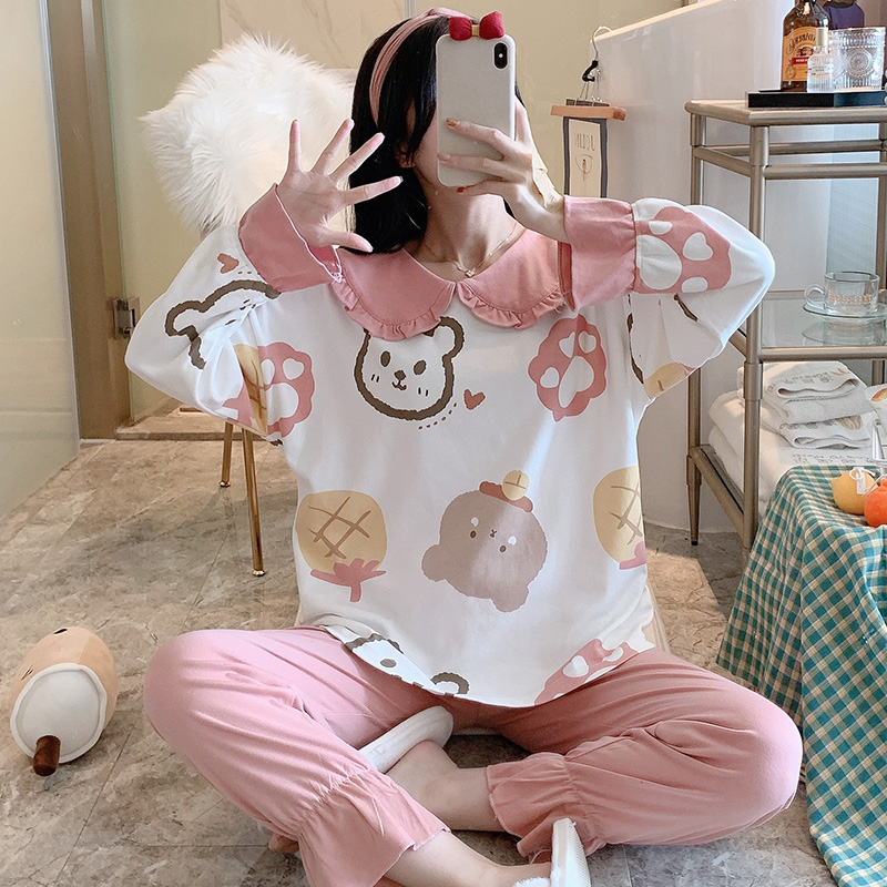 New spring long sleeve combed cotton housewear set