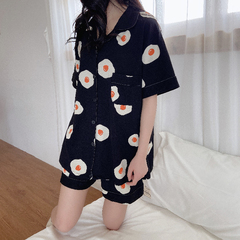 Real shot short sleeve shorts home service sweetheart pouch egg print eye mask