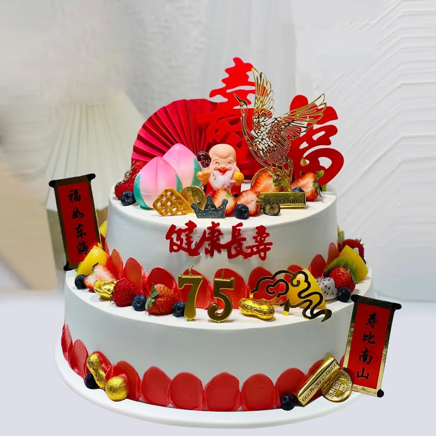 双层祝寿蛋糕模型2025网红流行假